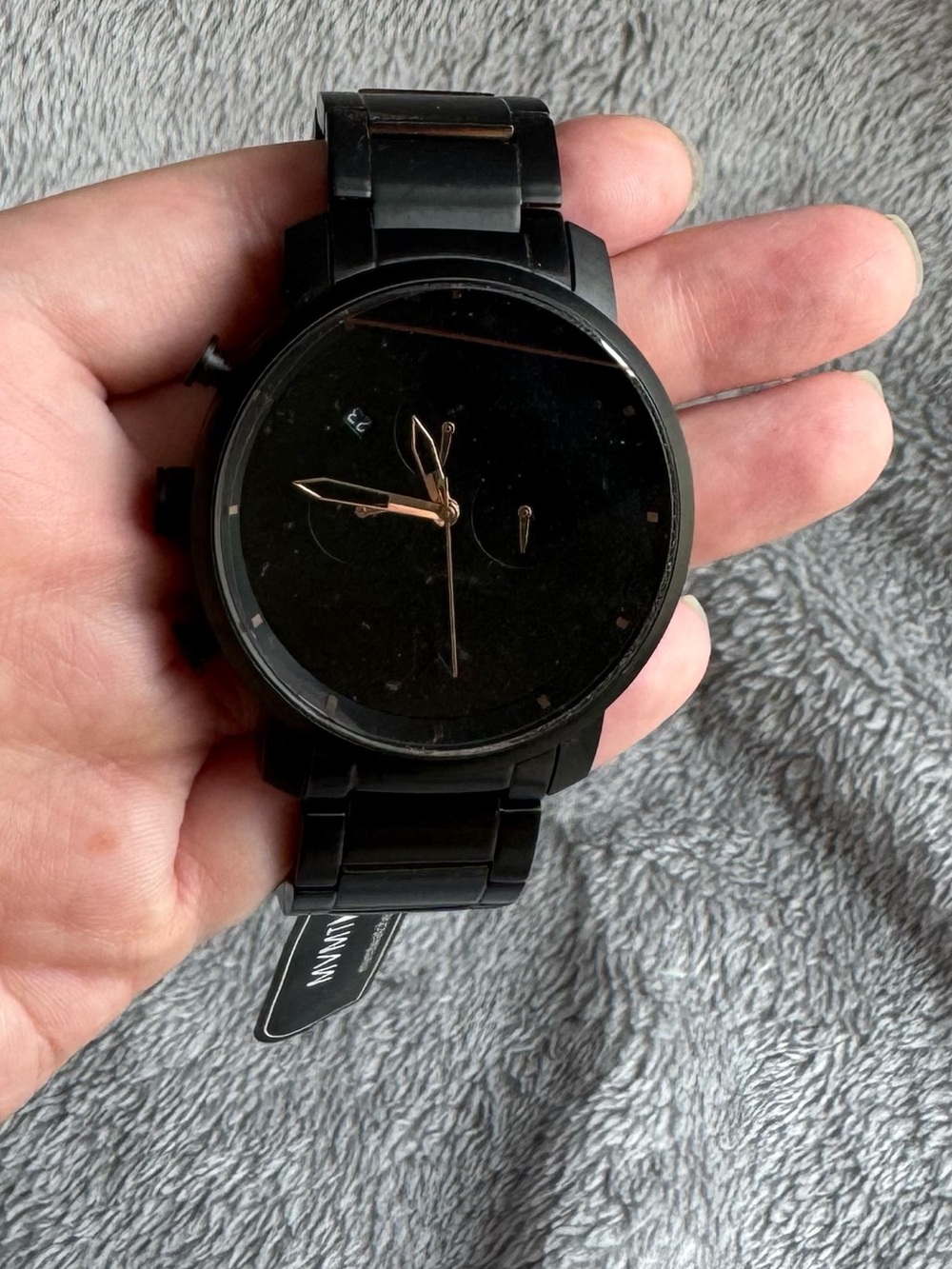 MVMT Men's Chrono 45mm Watch - All Black Rose Gold Link (NWT)